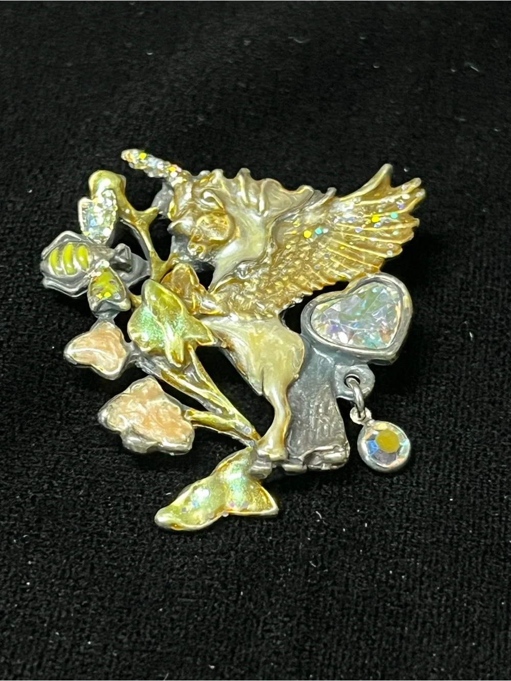 Vintage Kirks Folly Whisper Winged Unicorn Pegasus Brooch 1798